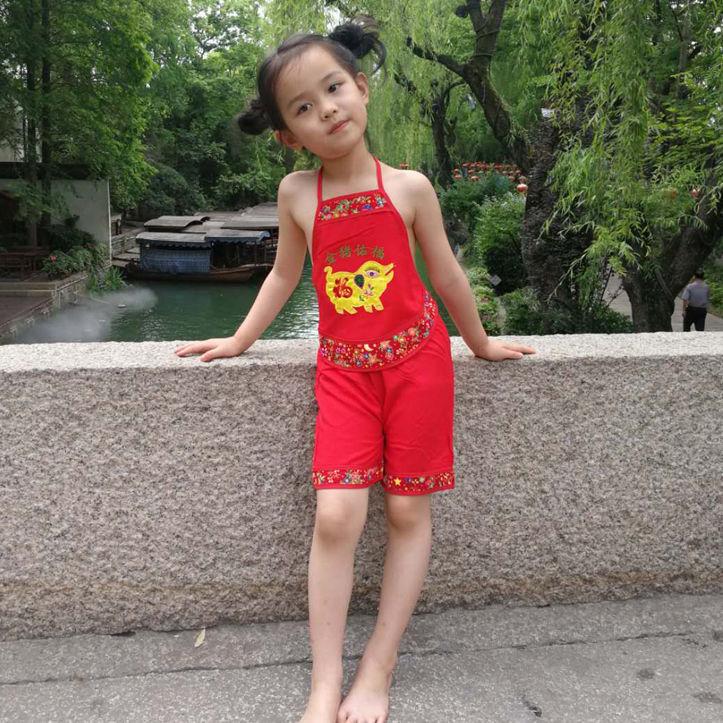 宝宝纯棉肚兜兜 婴儿背心式连腿护肚围 儿童中性加厚