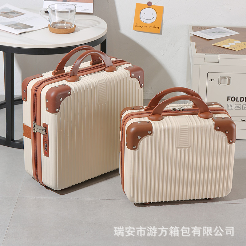Retro Lightweight Suitcase Small Luggage 14-Inch Mini Cosmetic Case 16-Inch Suitcase Storage Suitcase with Combination Lock