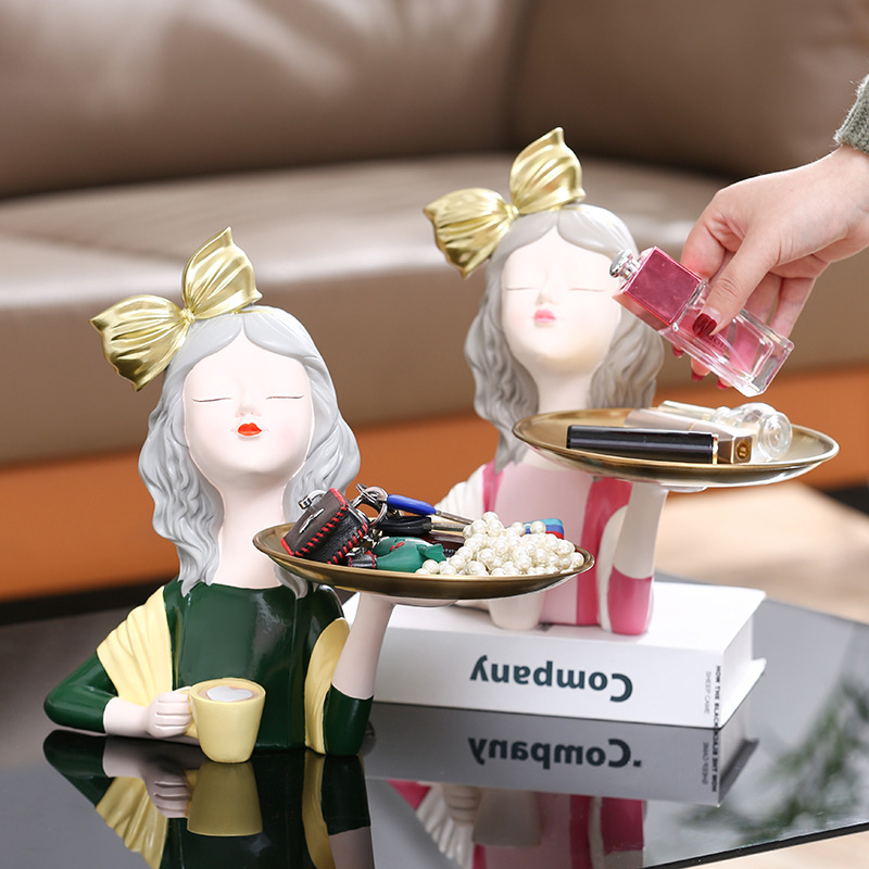 nordic mona lisa tray shelf entrance door shoe cabinet key storage decorative ornaments resin crafts