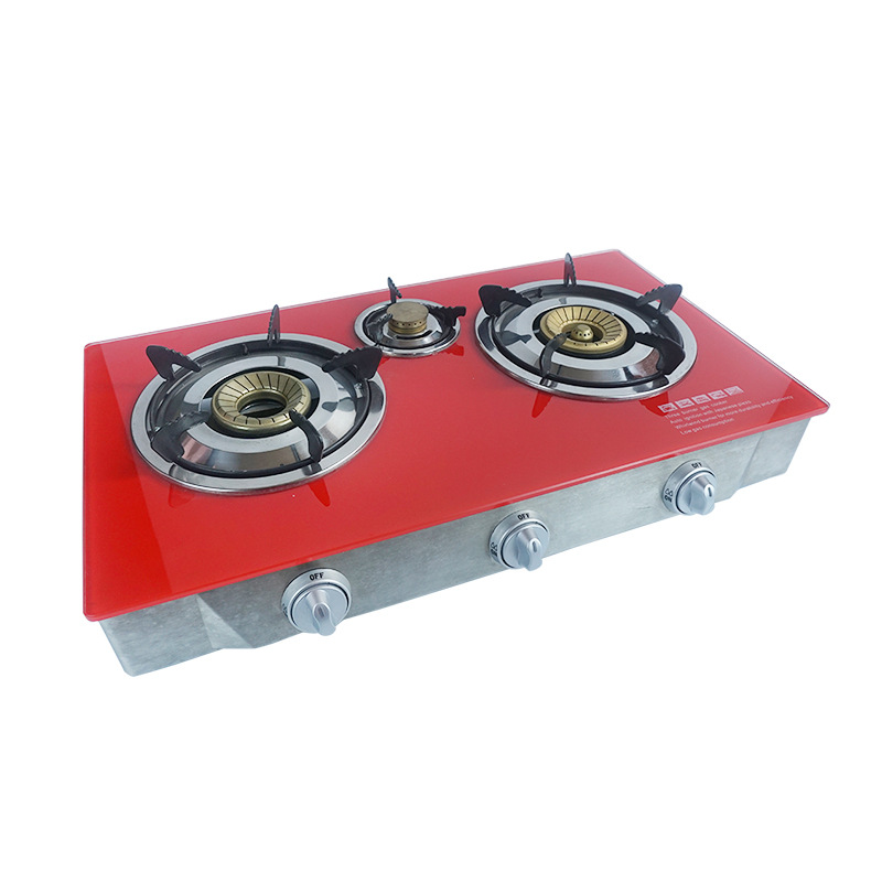 Glass Stove Three Furnace Desktop Stove Type Natural Gas Stove Fierce Fire Stove Glass Three Furnace Export Factory Supply