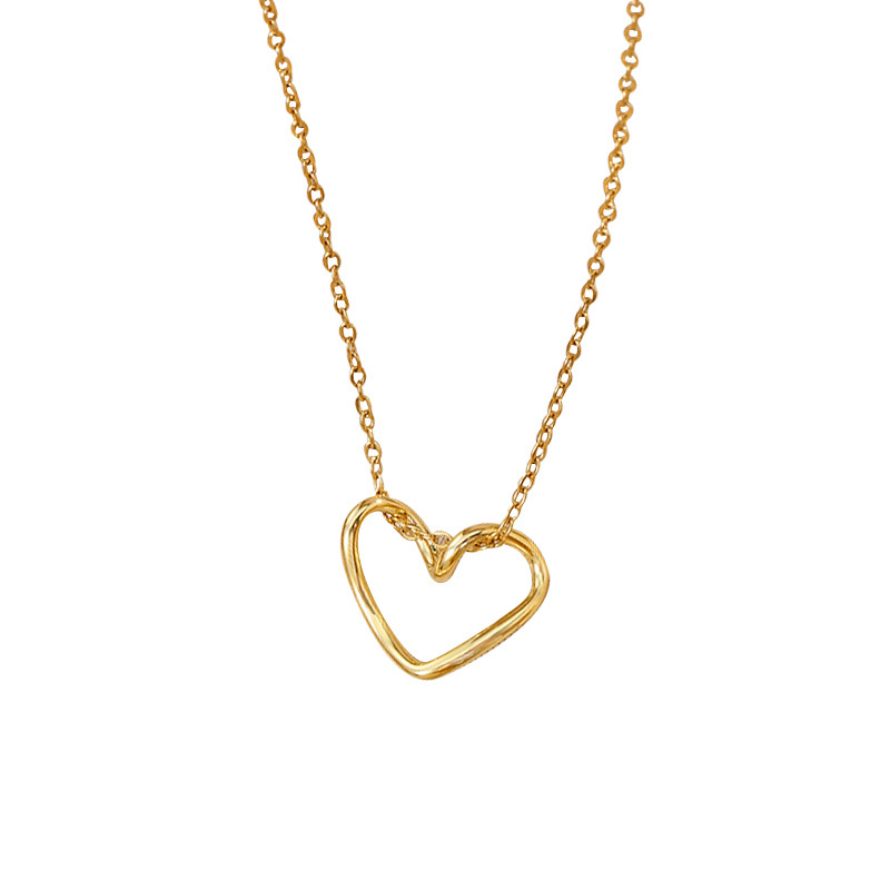 Real Gold Plating Temperament Clavicle Chain Female 2023 New Niche Design Peach Heart Necklace Simple Student Necklace