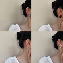 小众设计感C形树脂珍珠一款两戴耳圈耳钉复古925银针耳环耳饰