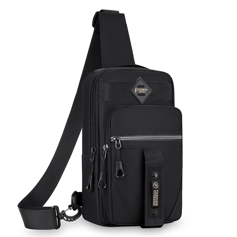 Trendy Men's Bag Fashion Simple Chest Bag Multi-Functional Men's Portable Shoulder Bag Large Capacity Multi-Layer Storage Messenger Bag