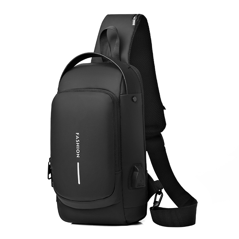 Men's Bag Shoulder Messenger Bag Multifunctional Sports Chest Bag USB Charging Port Anti-Theft Chest Bag Wholesale