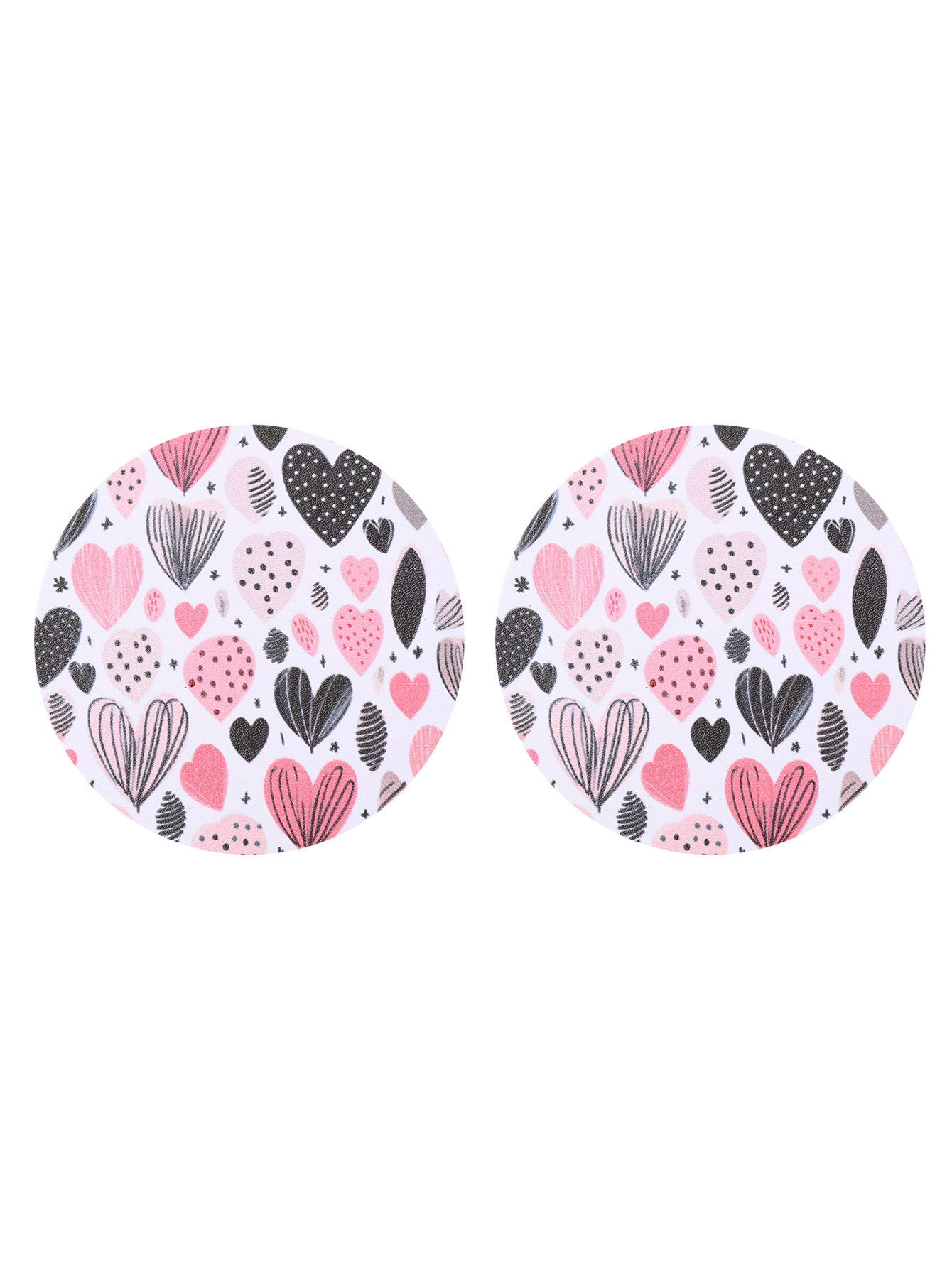 Cross-Border Valentine's Day Pink Love Pattern round Leather Wear-Resistant Coaster Aliexpress Amazon