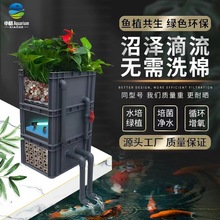 沼泽过滤箱自制周转箱鱼缸鱼池过滤器水池水净化循环系统滴流盒