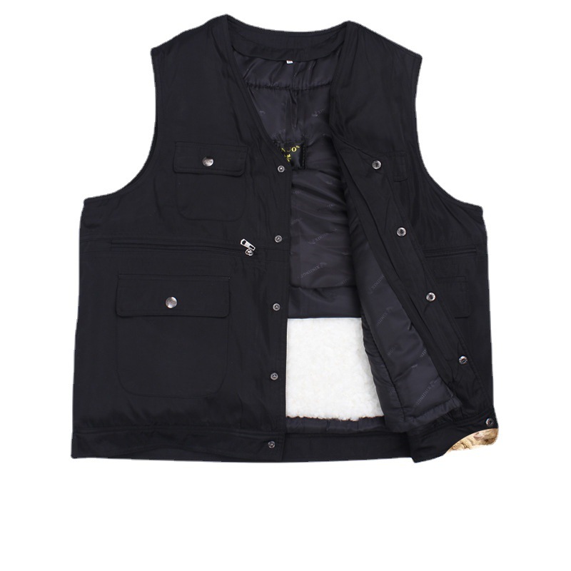 羊毛马甲 活里活面皮毛一体男士可拆卸坎肩羊皮马夹 冬季保暖马甲