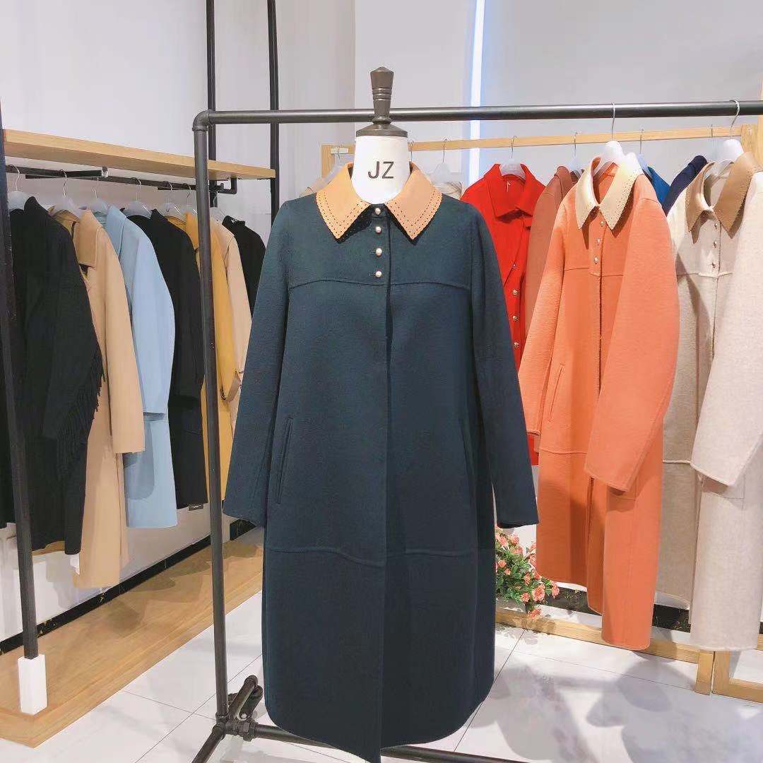 零库存合作押款代销品牌菁姿手工双面羊绒大衣皮领走份直播货源