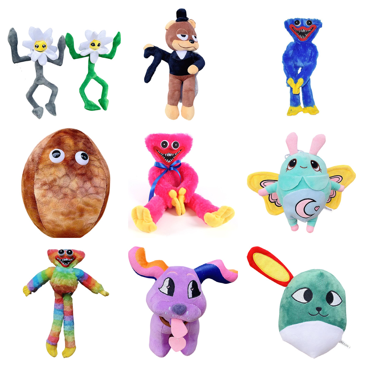 波比系列跨境poppy playtime爱心狗太阳花胖蝴蝶绿团团毛绒公仔