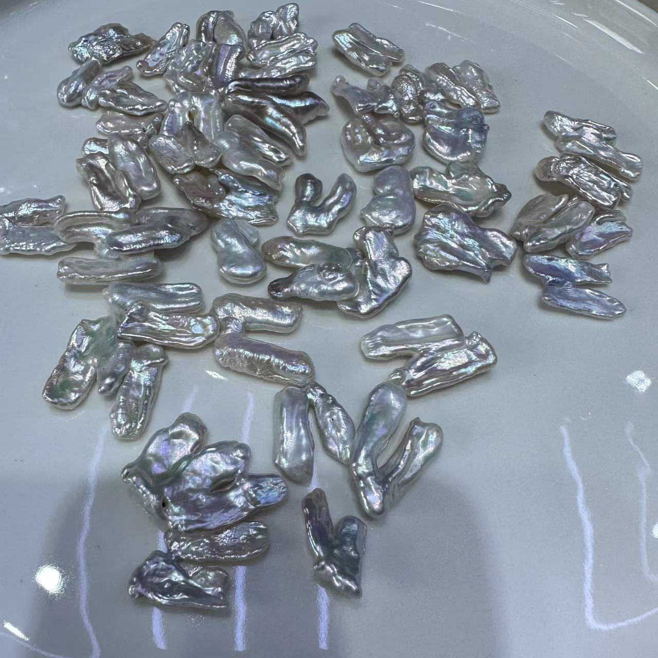 淡水珍珠16-20mm长条花瓣巴洛克裸珠微瑕炫彩光异形di