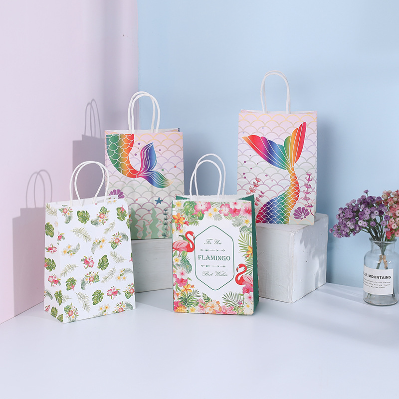 Amazon Cross-Border Kraft Paper Bag Fishtail TikTok Boss Handbag Creative Gift Bag in Stock Wholesale