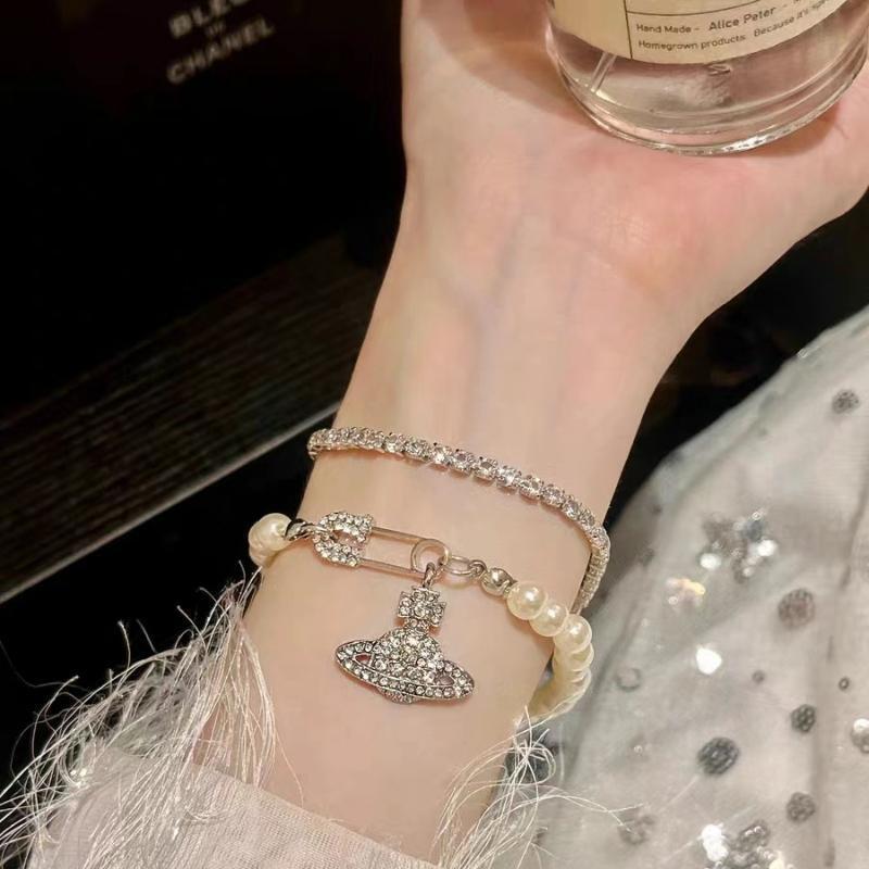 经典款百搭西太后珍珠土星手链立体别针穿搭配饰欧阳娜娜同款搭配