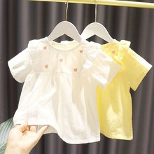 女宝宝软棉透气上衣女婴儿童夏装新款女童小清新娃娃衫