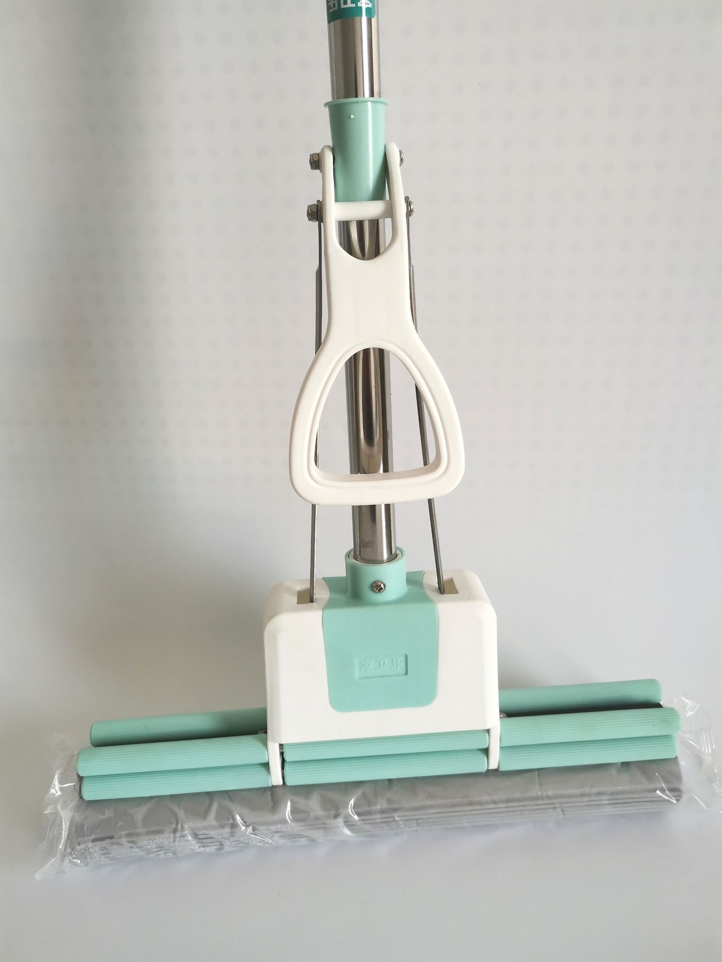 家卫乐胶棉拖把不锈钢海绵吸水拖把滚轮挤水拖把不锈钢伸缩拖把