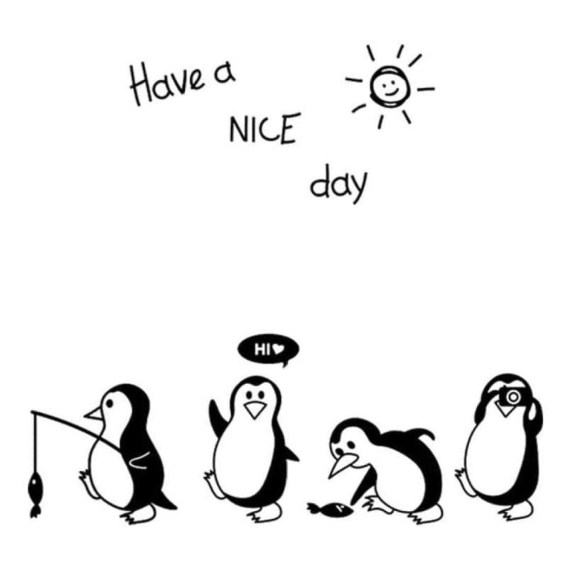 haveaniceday4只可爱的企鹅图案精雕墙贴艺术家居墙贴画