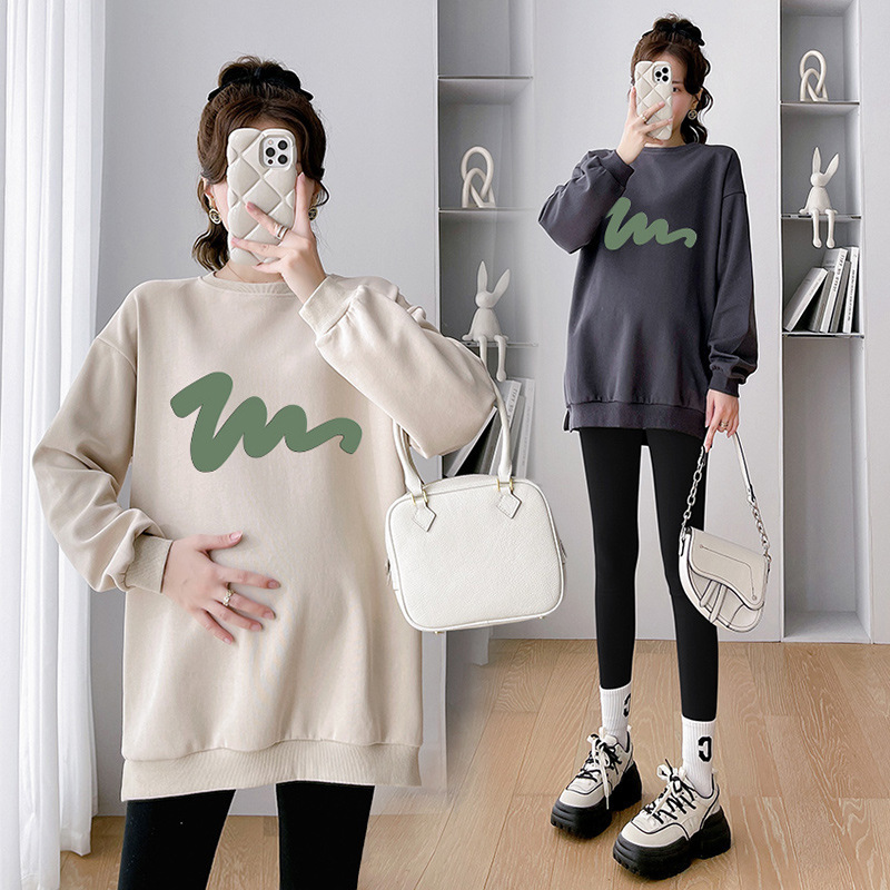 孕妇装卫衣百搭春秋季上衣宽松休闲洋气减龄中长款孕妇长袖产后可