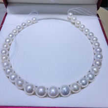 淡水珍珠 正圆12-14mm 女微微瑕整体干净的大点位项链淡水 平替品