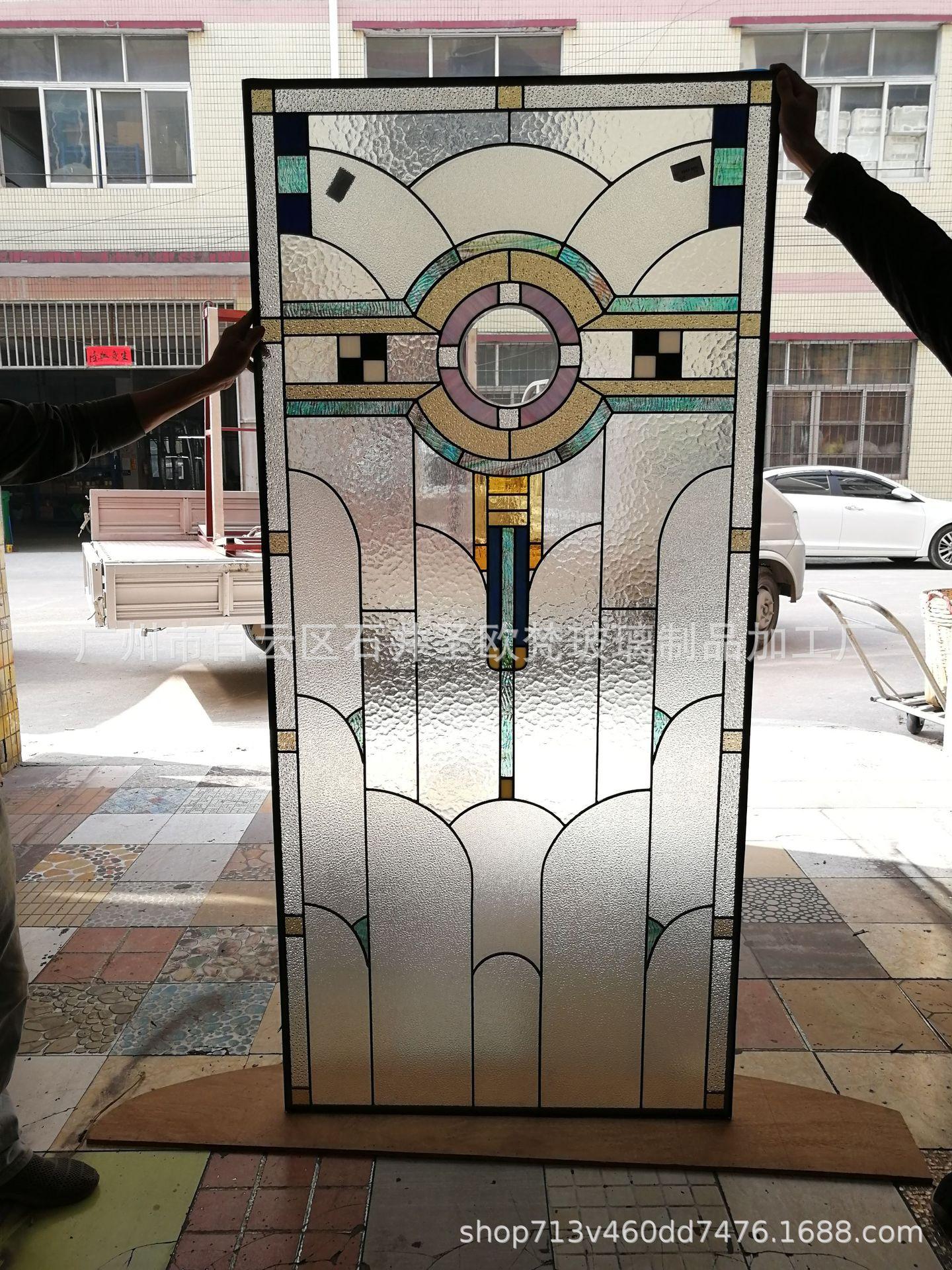 英欧式实木门金属彩绘彩色玻璃镶嵌玻璃高级欧式背景墙艺术玻璃
