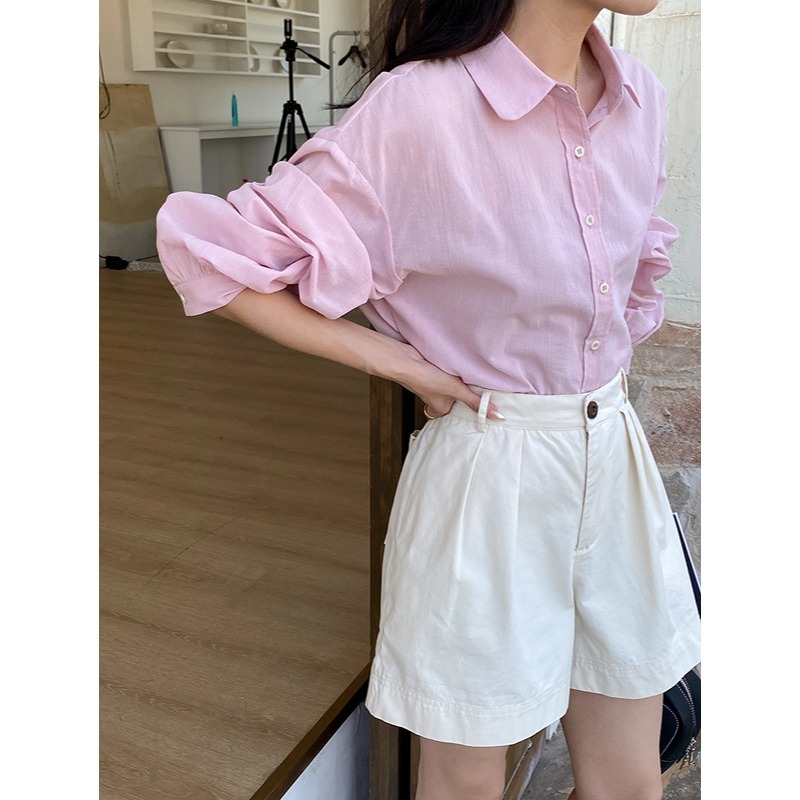 3th morning 马卡龙色系 简约薄款小个子防晒长袖衬衫zy1819-阿里巴巴