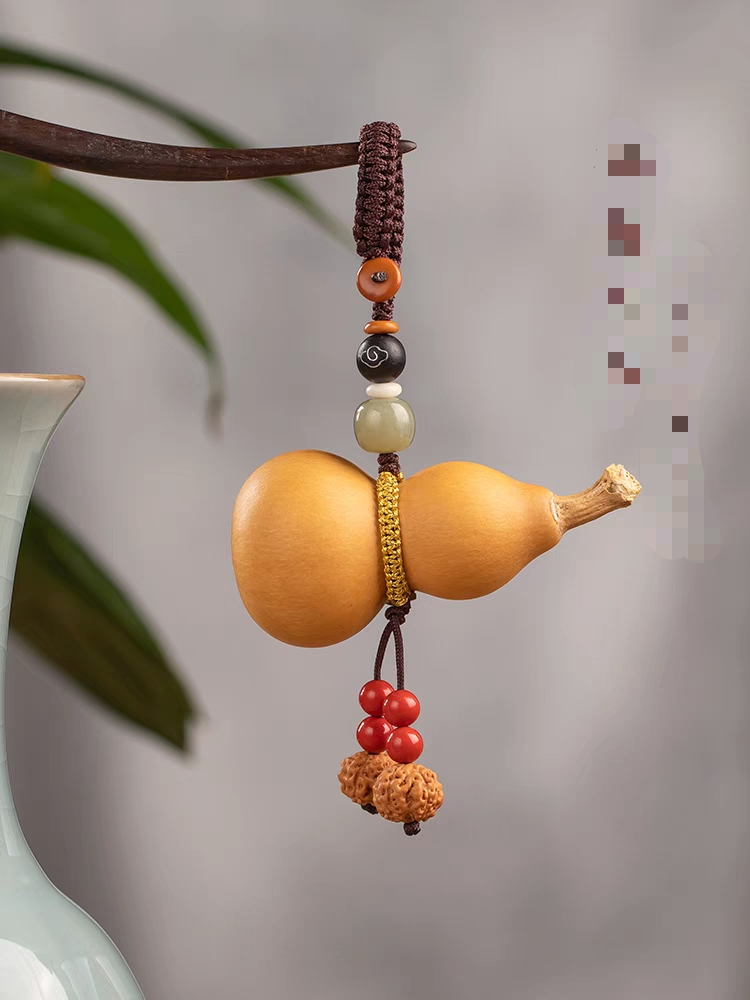 手编红绳创意礼品钥匙扣挂件黑檀木玉石桶珠金刚菩提聊城葫芦龙头