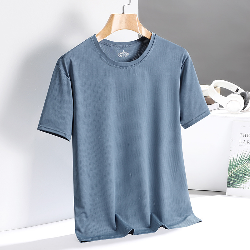 cross-border ice silk t-shirt men‘s 2023 summer new men‘s short-sleeved shirt men‘s quick-drying half sleeve large size t-shirt men‘s clothing