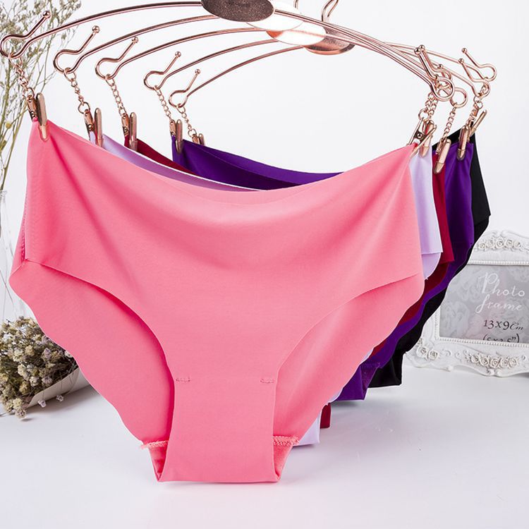 european and american one-piece ice silk seamless wavy edge sexy candy color underwear ultra-thin corrugated low waist pants head female summer