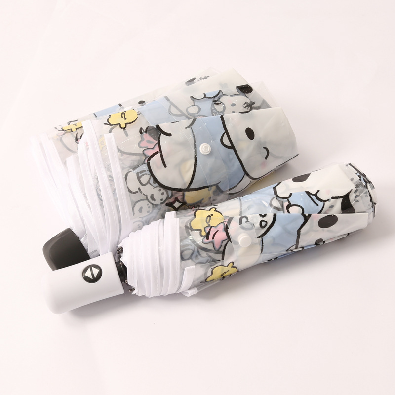 Cartoon Transparent Umbrella Sanrio Meilti Pacha Dog Folding Automatic Self-Opening Factory Supply Source Factory