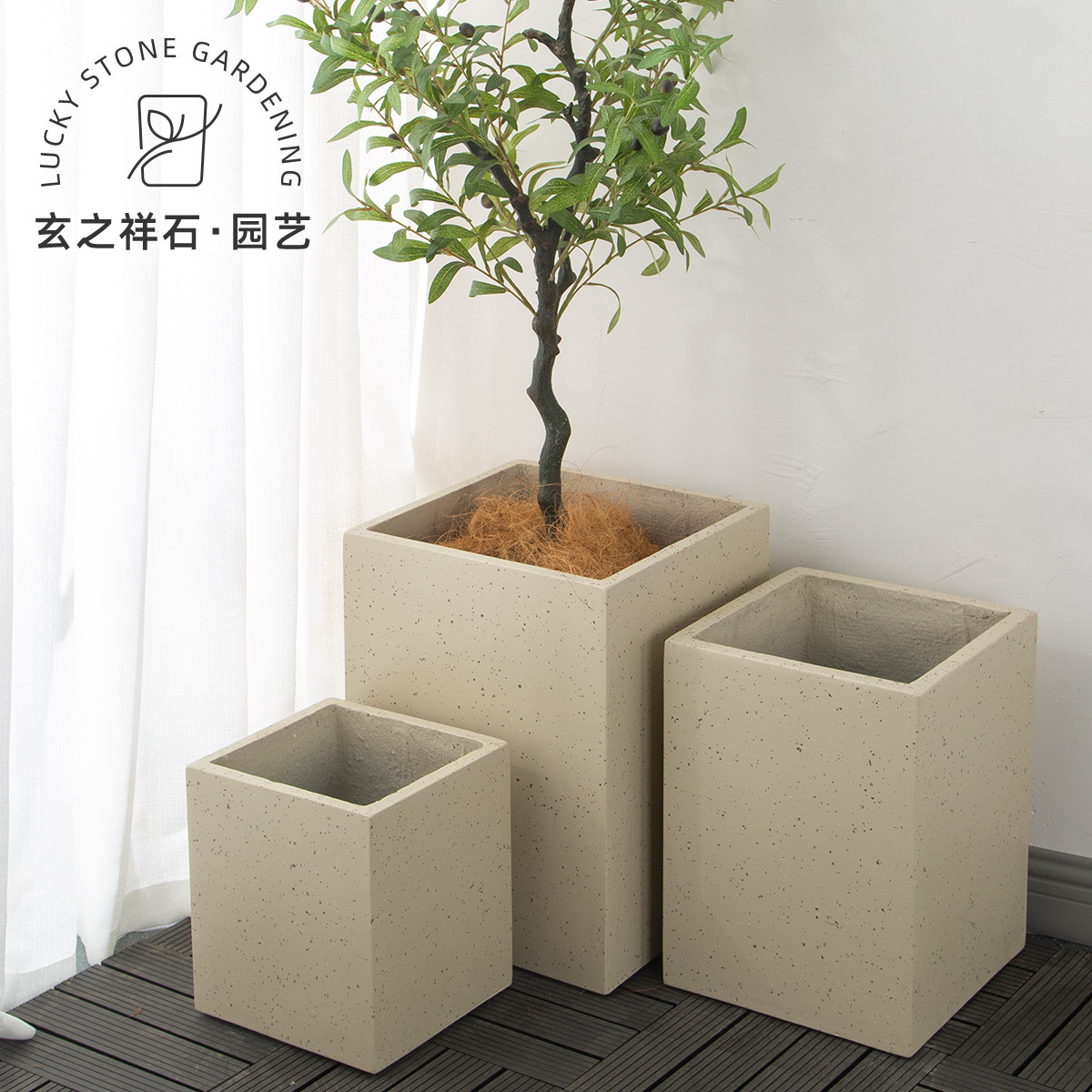 方形水泥花盆镁泥花盆水泥盆仿花岗岩水磨石绿植盆栽落地-阿里巴巴