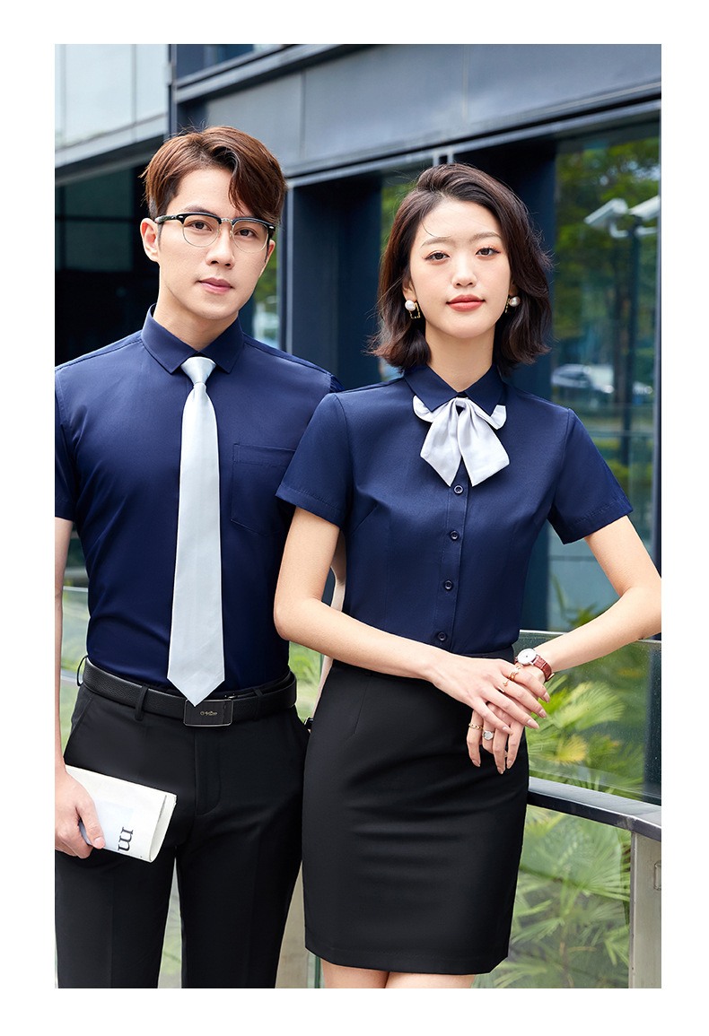 新品工装男女同款职业装衬衫长短袖套装正装衬衣工服商务刺绣logo