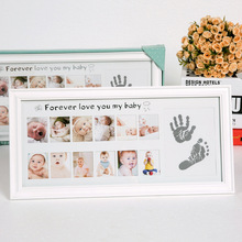 一件代发原创手脚印桌面摆台挂墙实木画框12个月成长创意宝宝相框