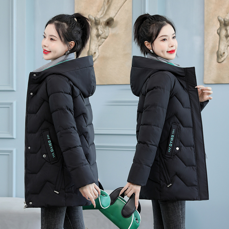 2023 New Cotton Clothing Women's Mid-Length down Cotton-Padded Coat Korean Slim-Fitting Cotton-Padded Jacket Thick Warm All-Match Women's Coat