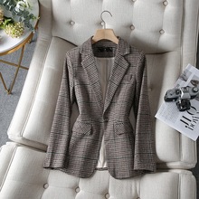 韩版千鸟格西装外套女2023年秋季新款时尚休闲英伦风格子西服上衣