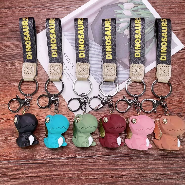 Nordic Style Creative Cut Dinosaur Keychain Pendant Couple Car Bag Small Pendant Cute Doll Key Chain