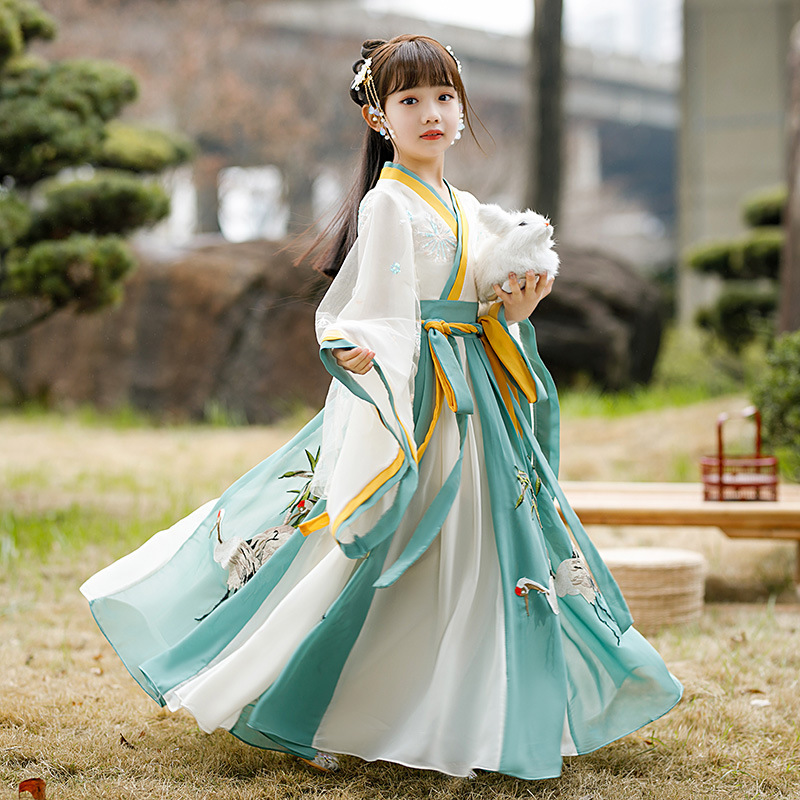 儿童汉服襦裙2021新款萌宝超仙古装公主裙女童飘逸中国风汉服秋季