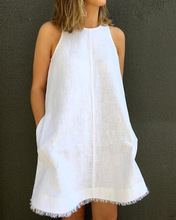 2023跨境欧美外贸东南亚夏季新款流行宽松女装棉麻亚马逊连衣裙