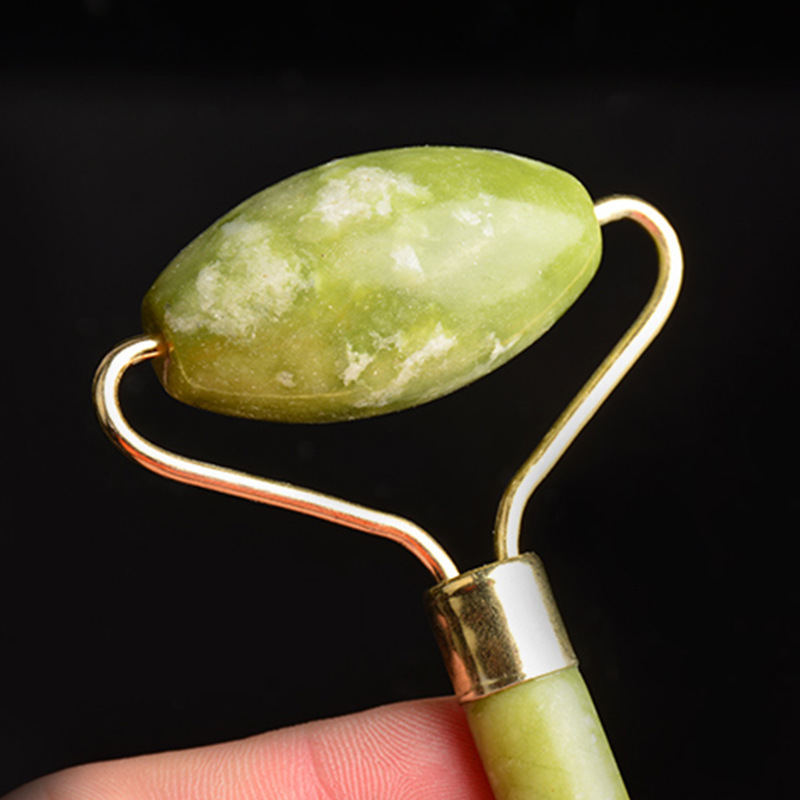 天然岫玉美容器 双头滚轮玉推 玉滚轮 面部按摩美容器 厂家批发