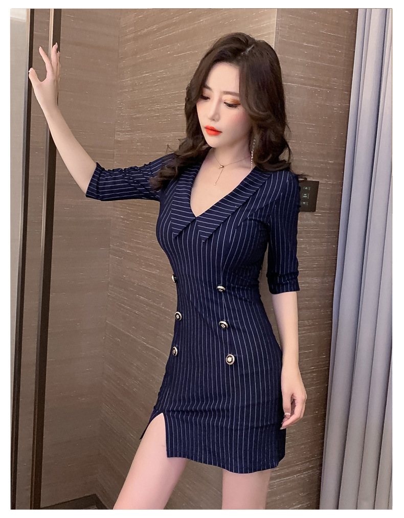 夜店女装气质夜场技师工作服低胸紧身包臀裙夜总会性感连衣裙3833