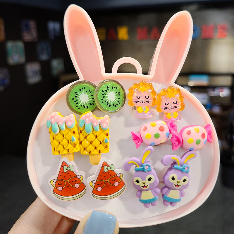 儿童耳夹礼盒装无耳洞假耳钉可爱卡通公主装扮创意玩具礼物耳饰