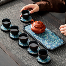 陶瓷创意吸水杯垫速干茶托中式茶道茶具配件隔热防烫茶托小型托盘