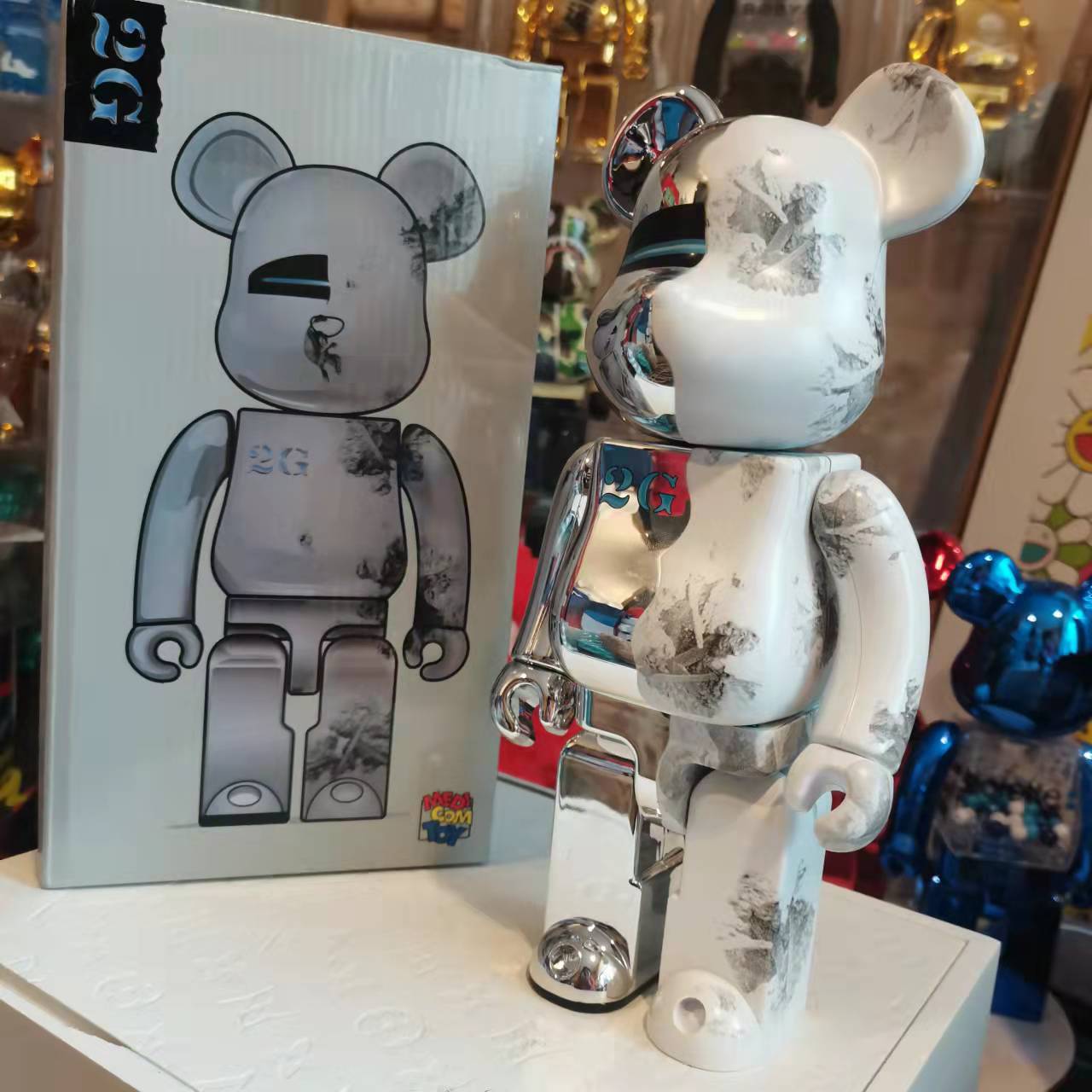 bearbrick400%kaws联名涂鸦式积木熊暴力熊装饰摆件潮玩手办收藏