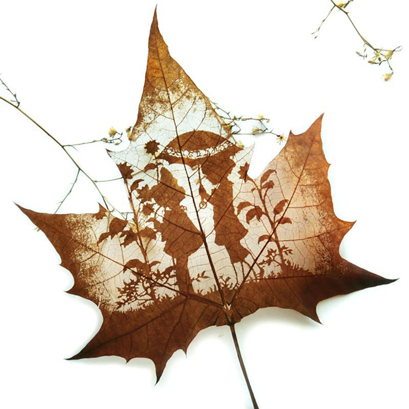 童趣梧桐树叶画卧室书房风家居饰品装饰画餐厅简约摆件