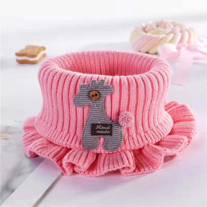 New Autumn and Winter Children's Neckerchief Cartoon Knitted Scarf Thermal and Windproof Baby Shawl Fake Collar Bandana Fashion
