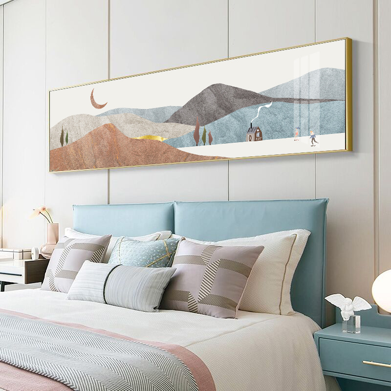 横幅卧室床头装饰画酒店房间壁画北欧客厅沙发背景墙挂画现代简约