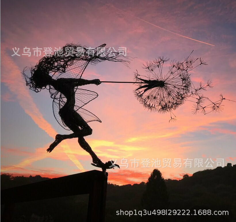 Products in Stock New Independent Station Dandelion and Fairy Magical Fairy Wire Statue Garden Decorative Crafts