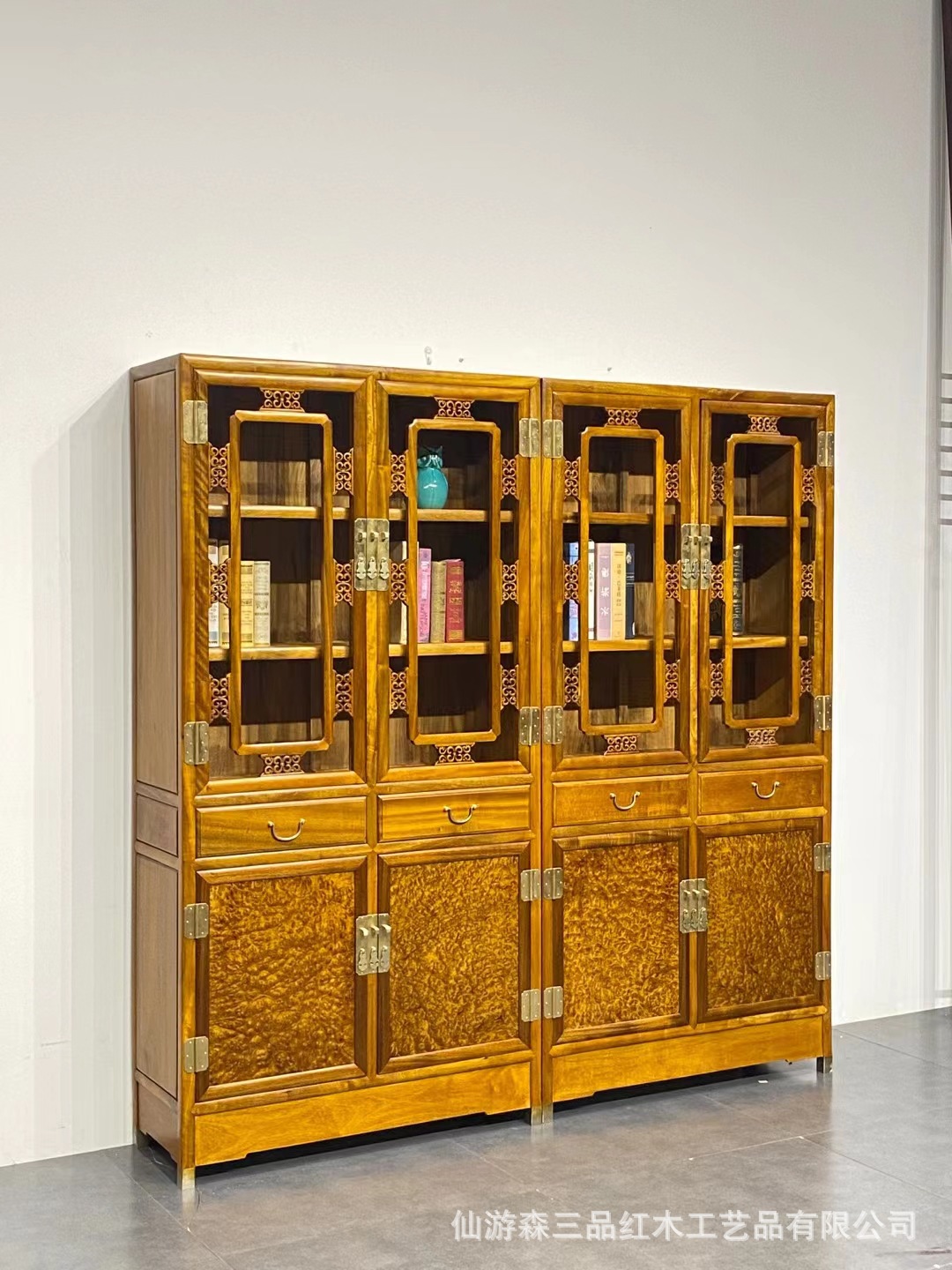 红木家具金丝楠黄金樟书柜组合书架实木储物柜子组合书房办公家具