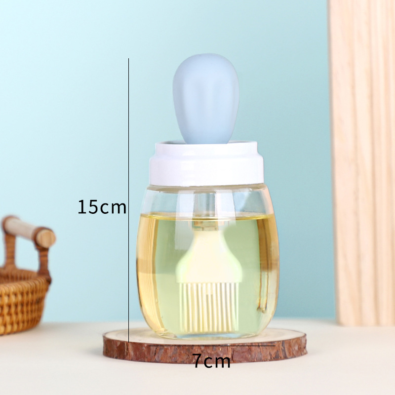 Controllable Brush Oil Bottle Transparent Glass Oil Pot Kitchen Large Mouth with Scale Suction Tube Bottle Brush Integrated Jar Glass Bottle