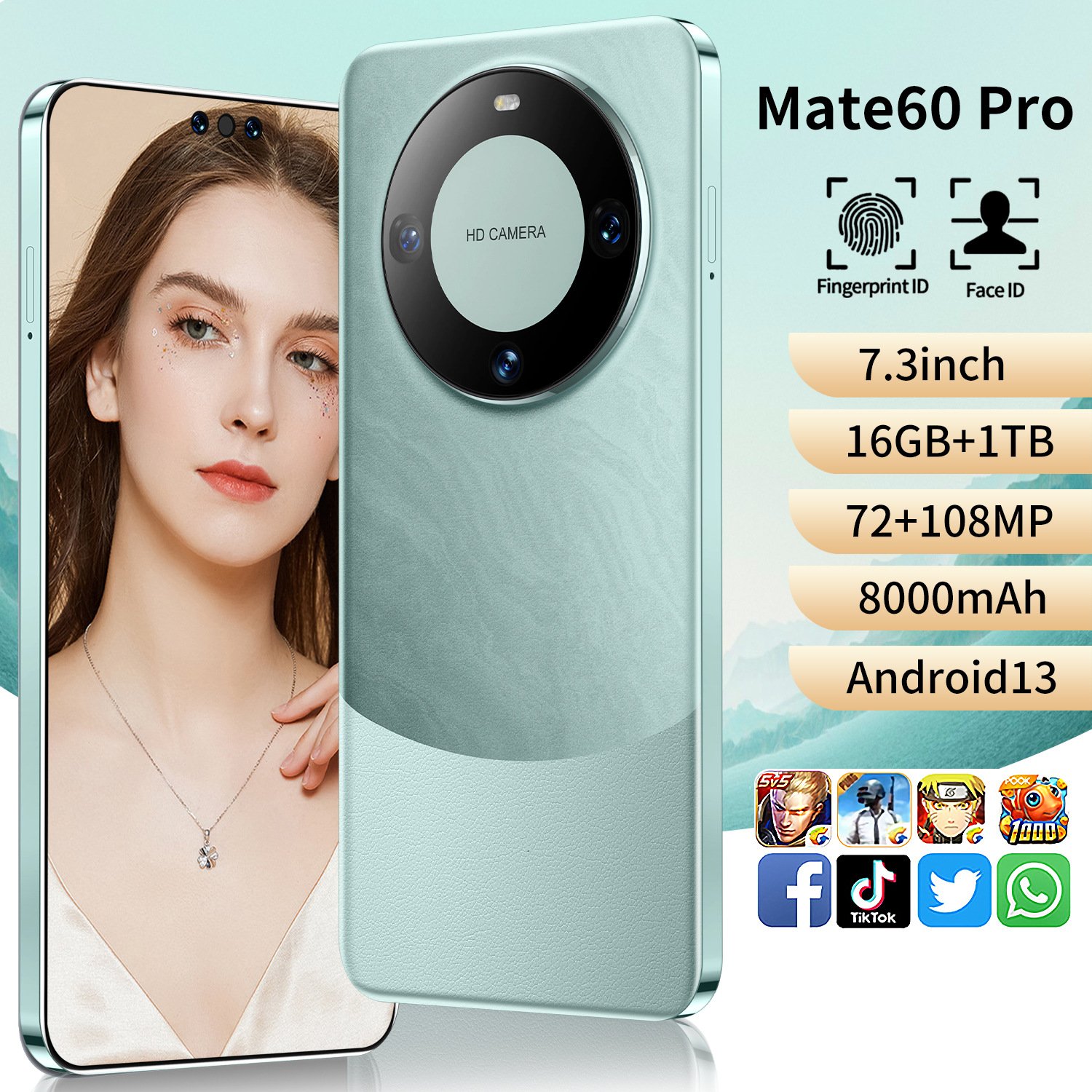 新款跨境爆款Mate60 Pro跨境手机3+64高端智能手机外贸批发一件发