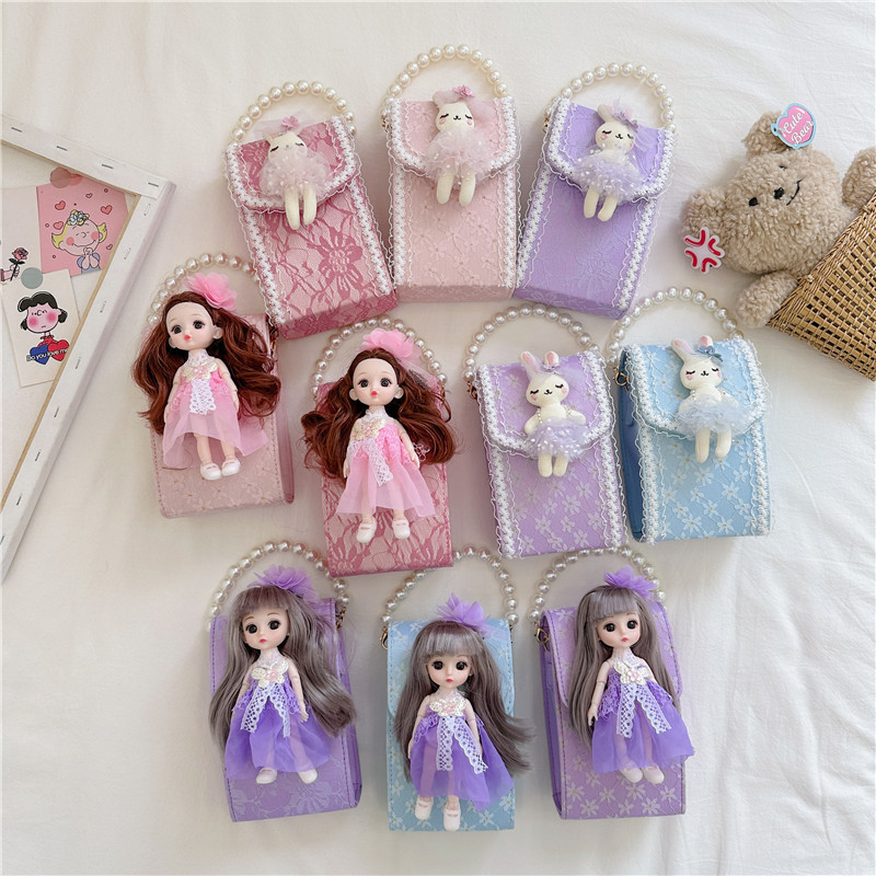 新款韩版儿童公主包洋娃娃斜挎包可爱小女孩宝宝单肩包珍珠手提包