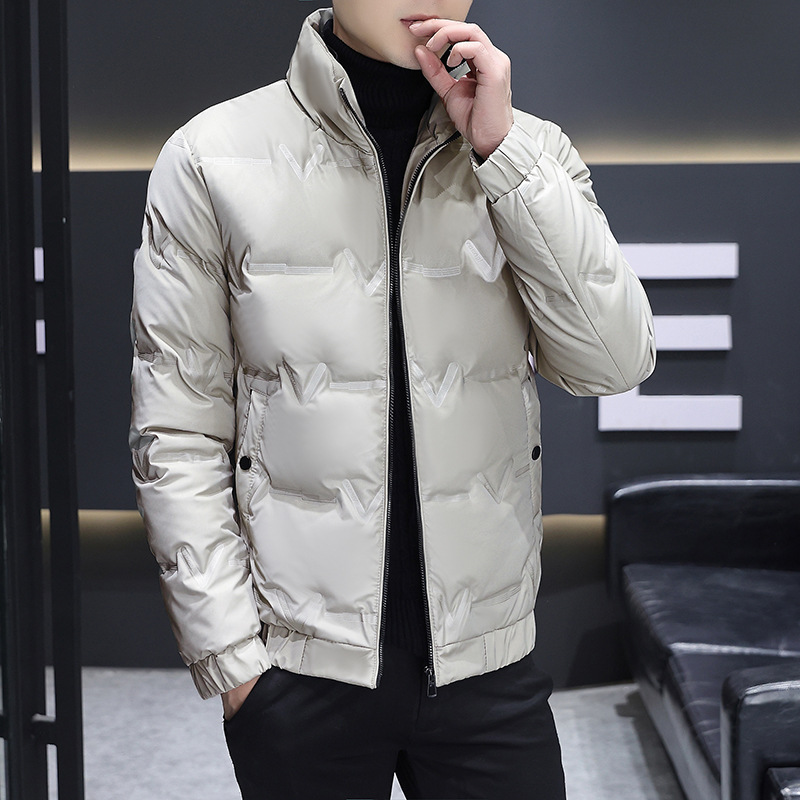 National Standard down Jacket Men's Winter New High-End White Duck down Coat Fashion Brand Short Stand Collar Men's Clothing One Piece Dropshipping