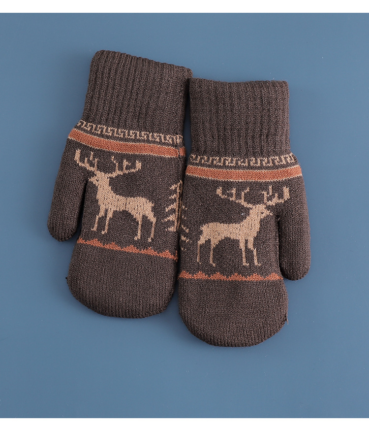 手套男士冬季韩版潮保暖加绒加厚棉学生毛线防寒防风包指连指冬天